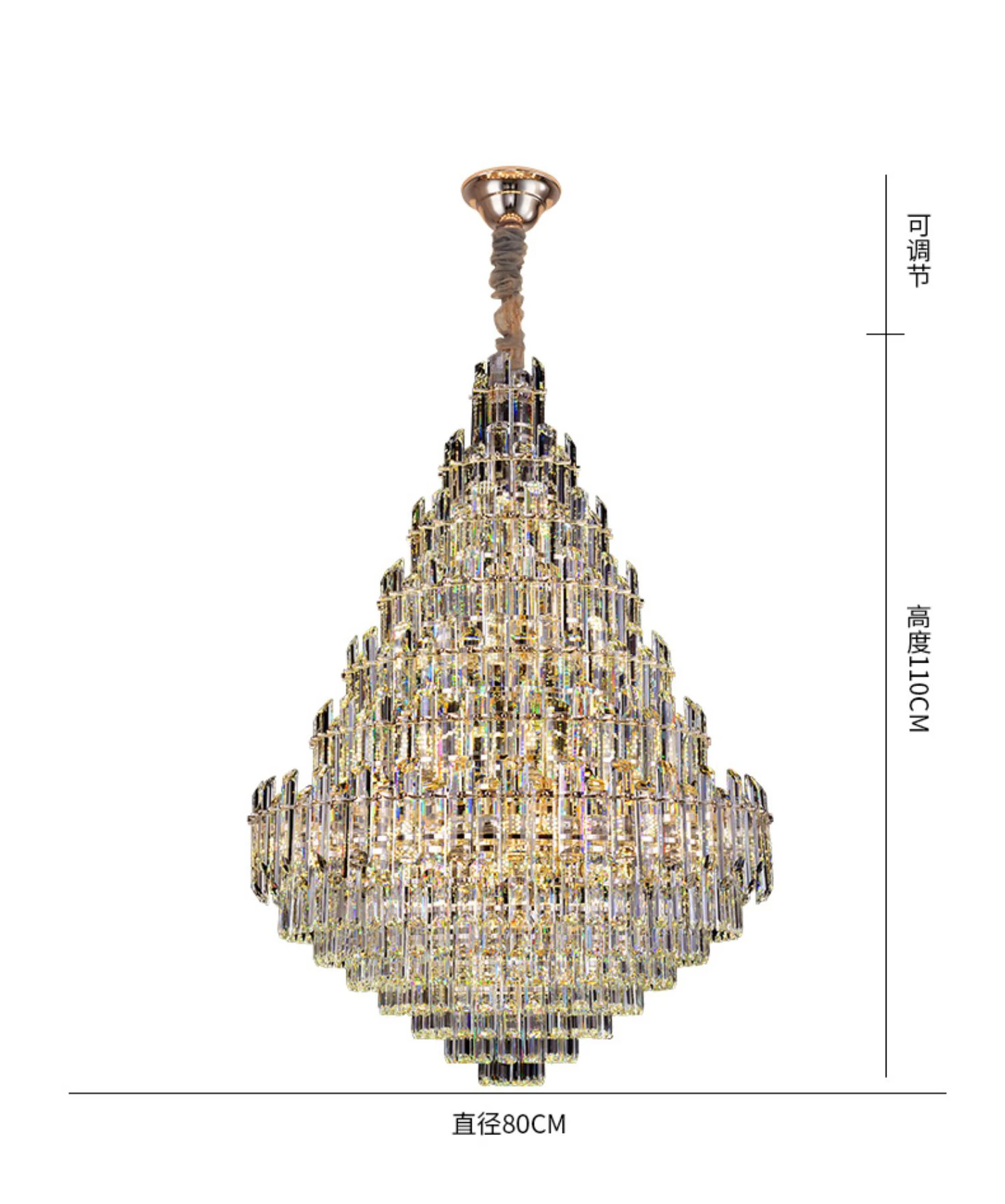 MEEROSEE Iron Hanging Light For Hotel Decorative Luxury K9 Crystal Chandelier Modern Designers Glass Pendant Light MD98038