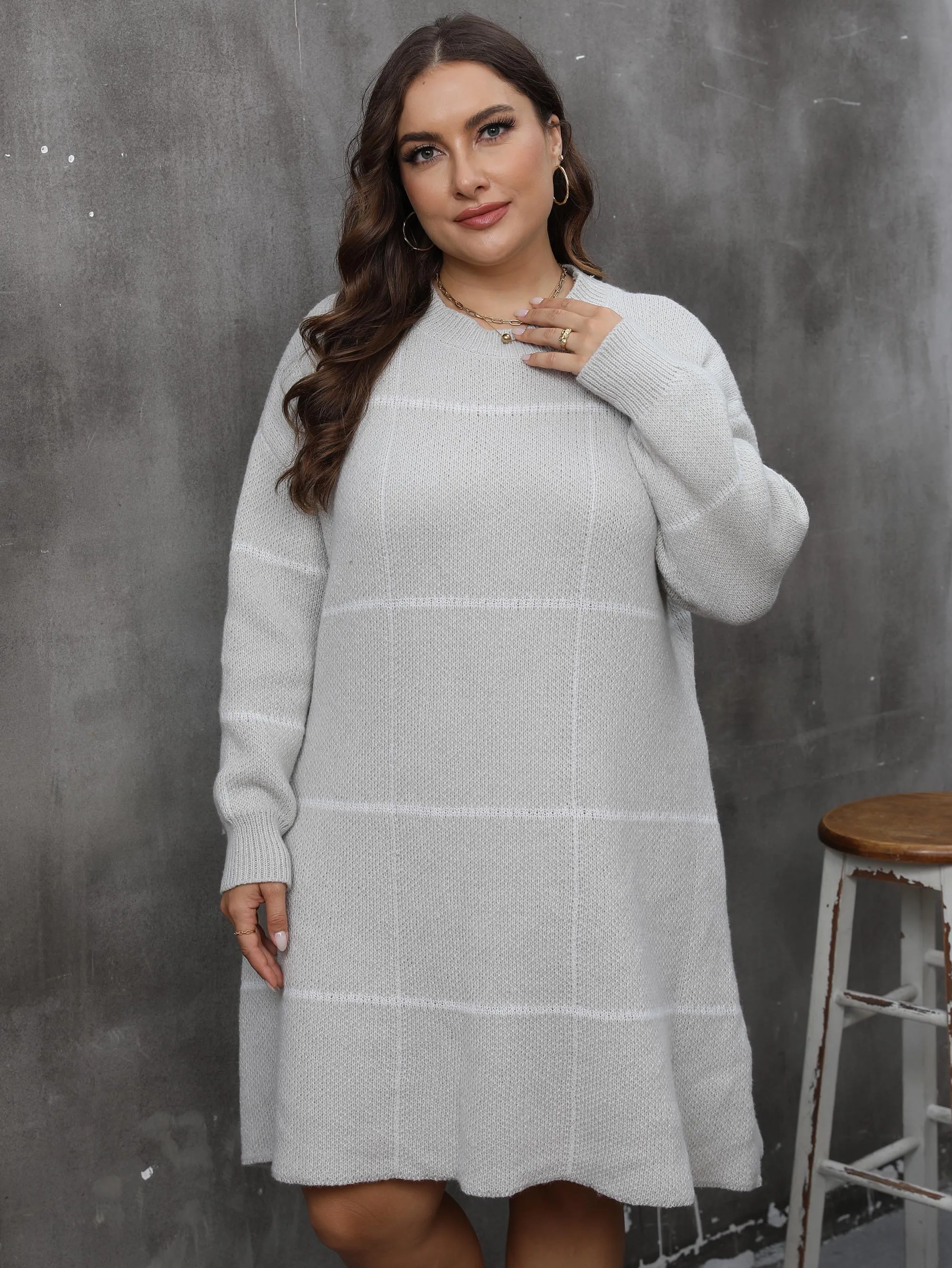 Plus Size Knit Sweater Women's Wool Knit Sweater O-Neck for Women Oversized Autumn/Winter New Lazy Sweater Dress Women Clothing Plus Size Knit Sweater Women's Wool Knit Sweater O-Neck for Women Oversized Autumn/Winter New Lazy Sweater Dress Women Clothing