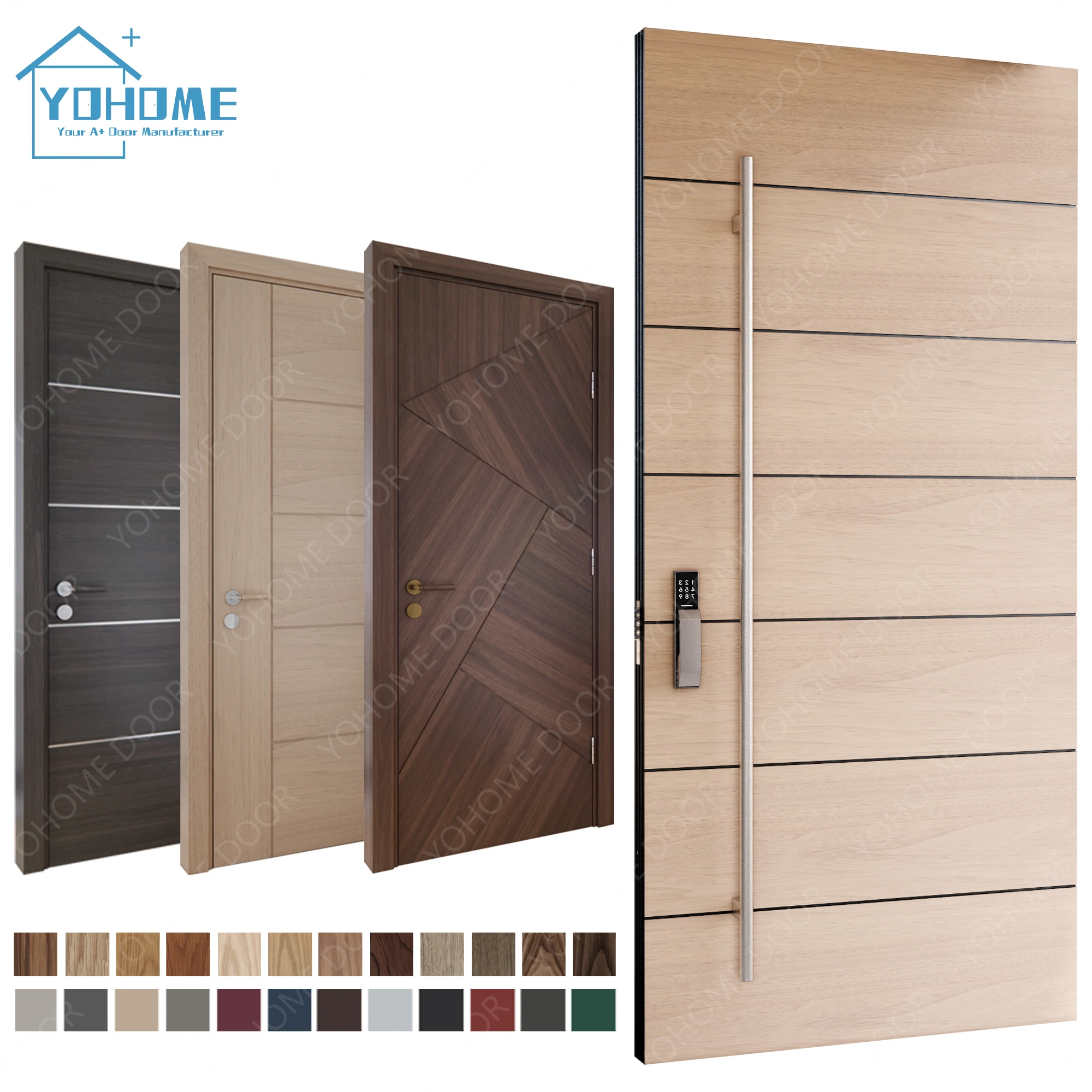 Philippines Modern Main Entrance Wooden Door Design Villa Pivot Entry Door Wood Hotel Oak External Wood Doors