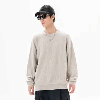 SD 2024 clothing manufacturers customize Water ripple  Fashion clothes sweater for men oversize Color contrast Jacquard oversize