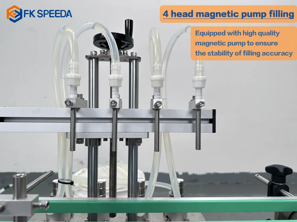 4 Heads Automatic Benchtop Liquid Oil Filling Machine Peristaltic Pump Belt Conveyor Beverage Juice Filling Machine