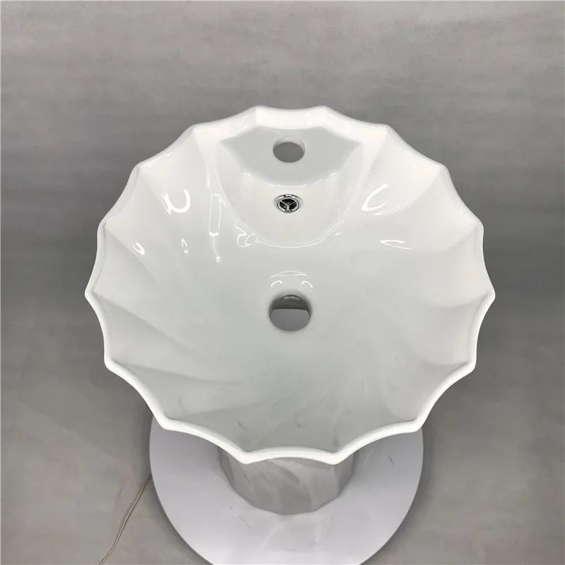 New Design Pedestal Sink Modern Hotel Sanitary Ware Bathroom Ceramic Round Hand Wash Basin Ceramic Pedestal Basin