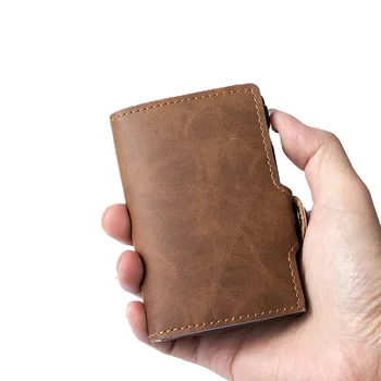 Minimalist Anti-Theft Aluminium Credit Card Holder Short Wallet Case Open Closure Metal Cony Clip RFID Feature for Men Women