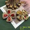 Gold red four-leaf clover earrings*106