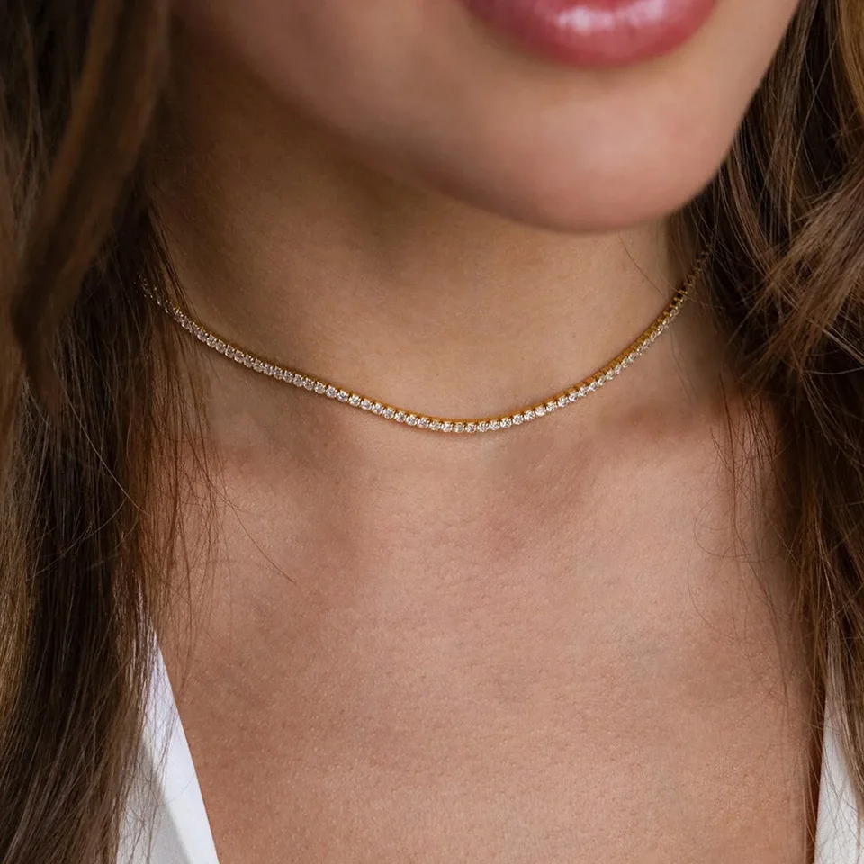 Stainless Steel Zircon Tennis Necklace