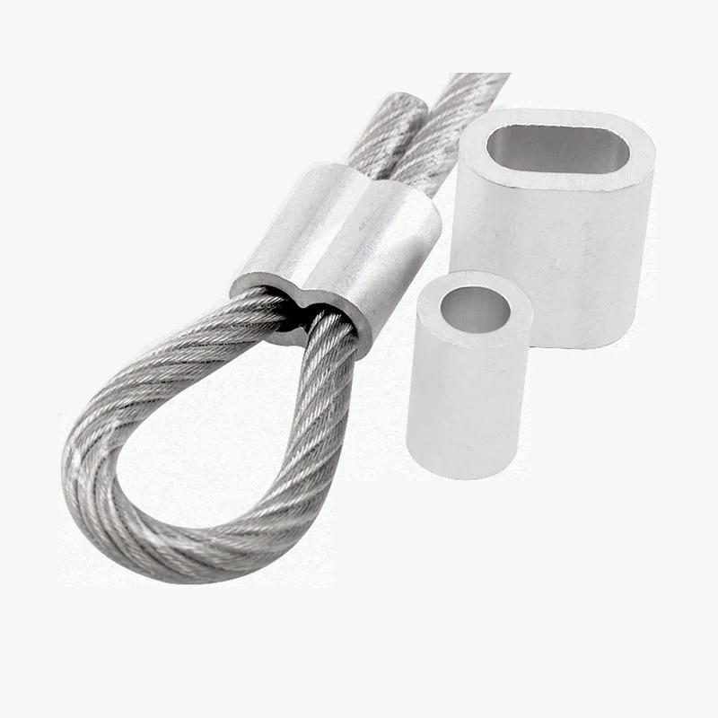 50pcs Aluminum Round Ferrules Sleeves Clamps Crimping Loop Sleeve Fit for 4mm/0.16inch Single Wire Rope 