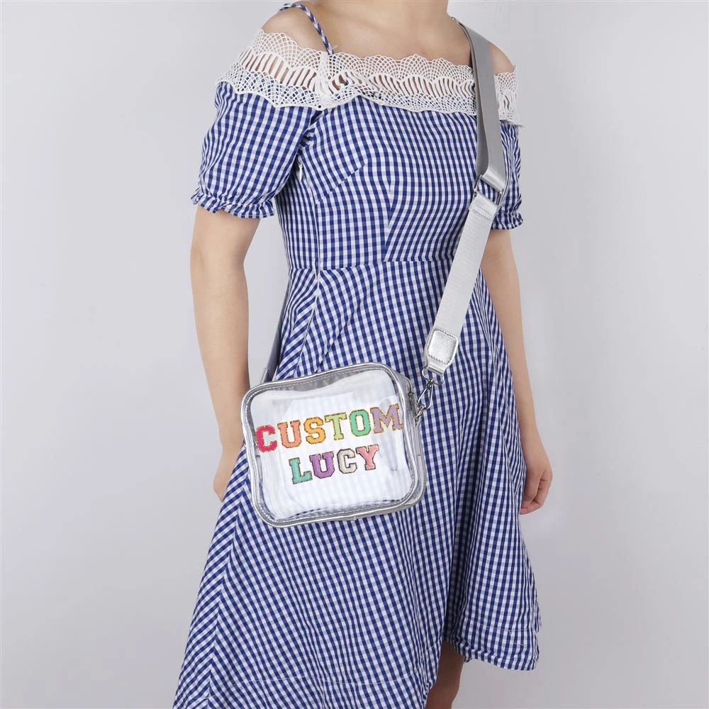 Keymay DIY Waterproof Transparent PVC Clear Messenger Bag Stadium Phone Purse Women Crossbody Clear Bag Stadium Approved