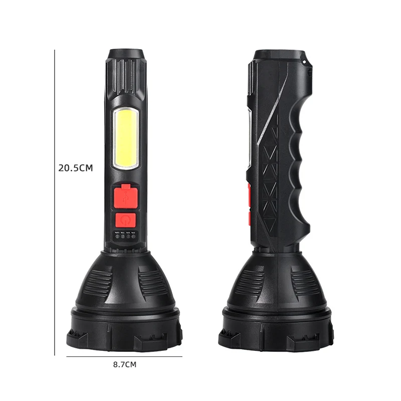Powerful Super Bright COB Side Light LED Flashlight Portable USB Rechargeable Hand Light Waterproof Built-in Battery Torch