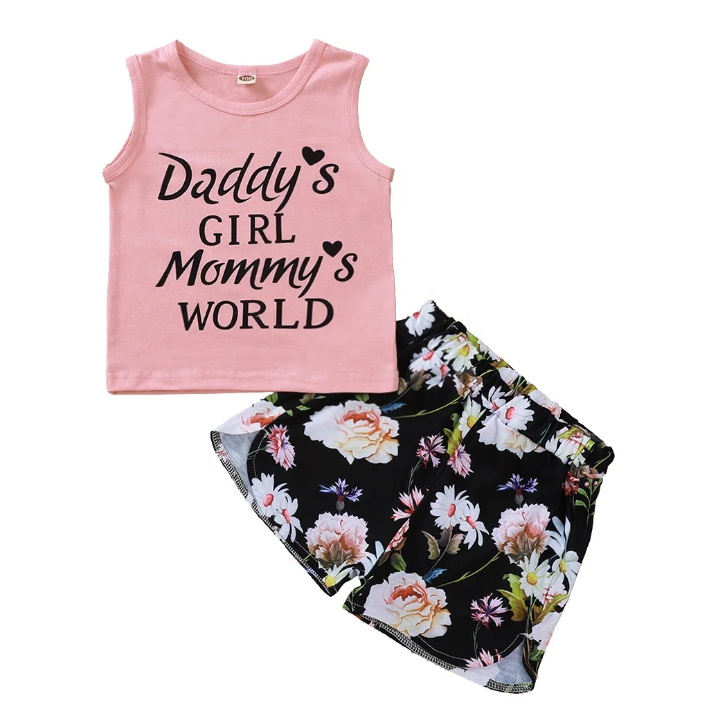 Baby Kids Girls Short Sleeves Pink Printed Soft Shirts Toddler Kids Black Floral Short Cute Summer Clothes 1 12 Years Buy Baby Girls Clothing Sets Summer Teen Girl Clothing Set Kids Clothes Drop Shipping