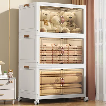 Modern Foldable Wardrobe And Storage Cabinet For Bedroom With Doors And Multi Storage Organizer