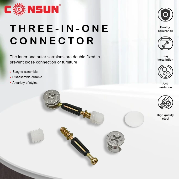 CONSUN 3 in 1 Screw Furniture Connection Metal Mini Fix Accessories
