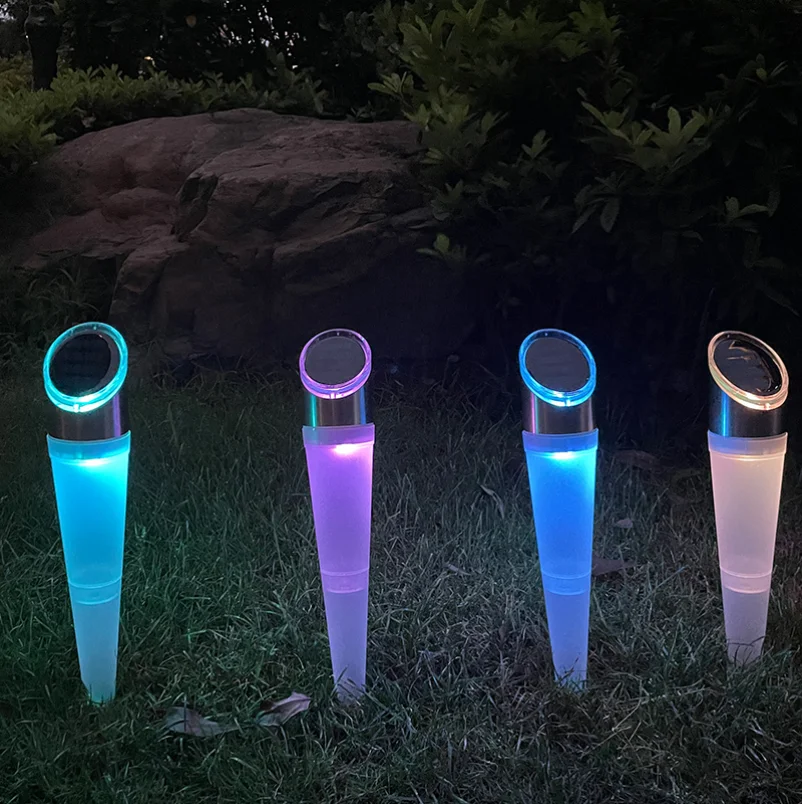 RGB White Ambient light Disk Light Solar Powered Solar Lamps Outdoor Garden Landscape LED Waterproof Solar Lawn Lights manufacture