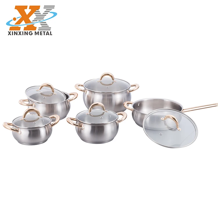 High Quality Housewares 10Pcs Durable Non Stick Pots Sets Kitchen Stainless Steel Cookware Sets details