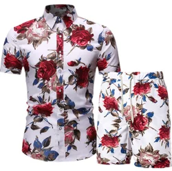 2021 Pro-win Mens 2 Piece Shirt And Short Set Casual suits Summer holiday print Hawaiian style suits