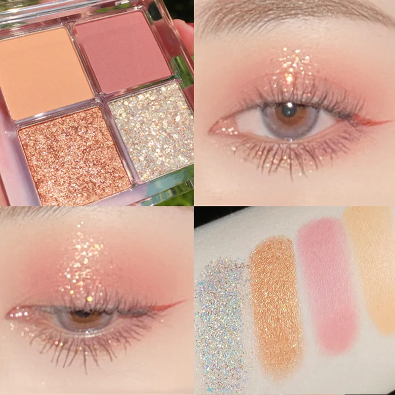 4 color matte pearlescent earth color eye shadow tray