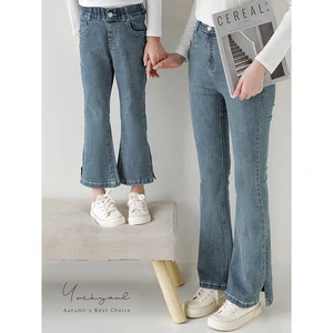 Big Kids Denim Jeans Spring and Autumn Large Size Retro Bell-Bottoms Versatile Trousers Autumn Teenagers and Children's Trousers