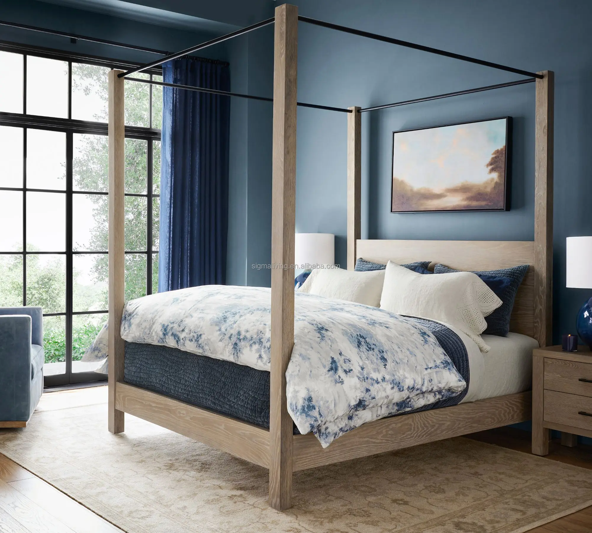 canopy bed king smart bed indoor furniture bedroom wood canopy bed