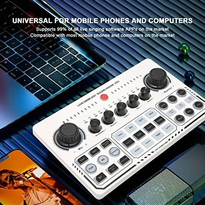 Oem wholesale External Audio Mixer Live Sound Card Mobile Phone Voice Changer Karaoke Broadcast Recording Home KTV
