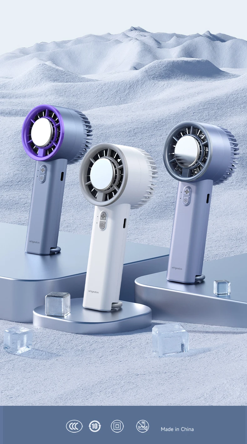 product factory wholesale rechargeable hand held fan 3 gears electric handheld fan with hook wearable turbine cooling mini ventilador-2