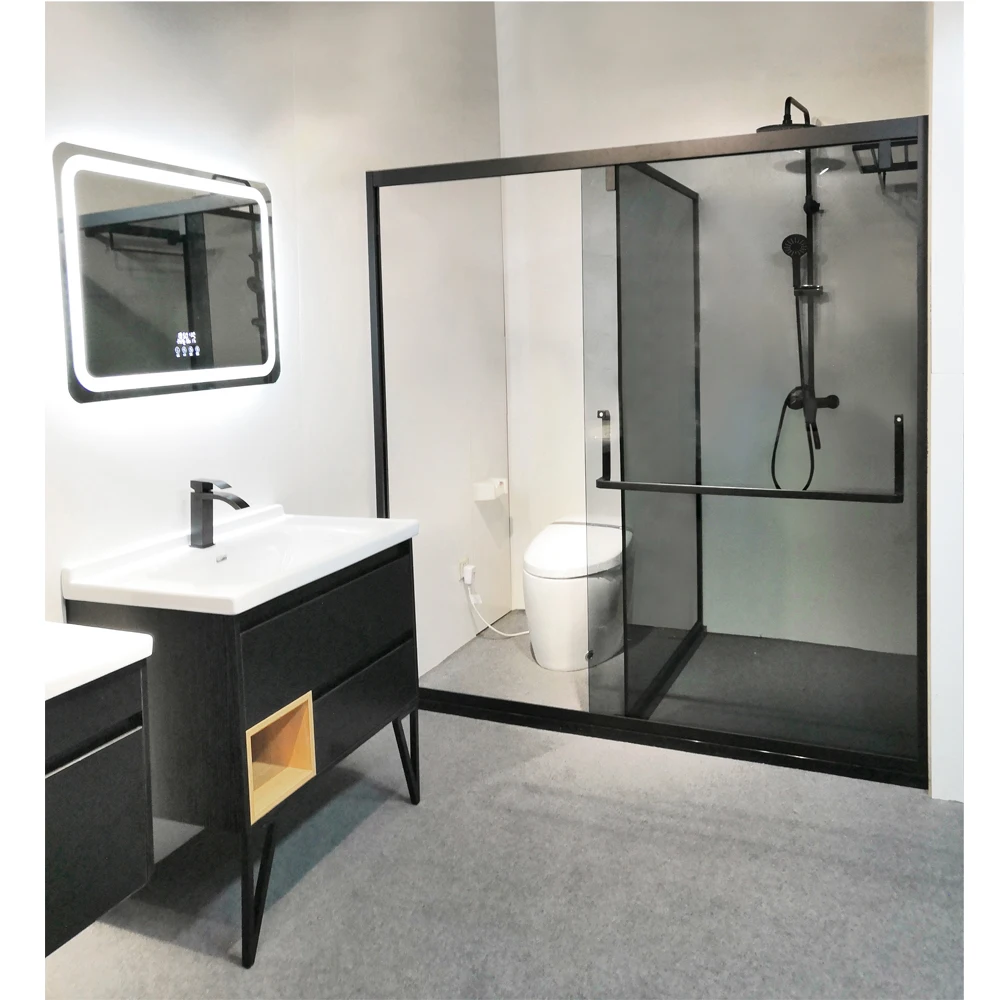 Km01 Luxury Master Bathroom Design With Smart Toliet And Modern Cabinet Buy Bathroom Design Smart Toilet Shower Door Product On Alibaba Com