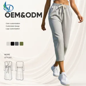 2026 New Women's Cotton Jogging Pants Breathable Elastic Waistband Quick Drying Black Knitted Mid Waist Casual Style