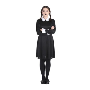 High-quality Women's Comfortable Breathable Adams Family Morticia Addams Cosplay Gown-Gothic Black Polyester Costume for