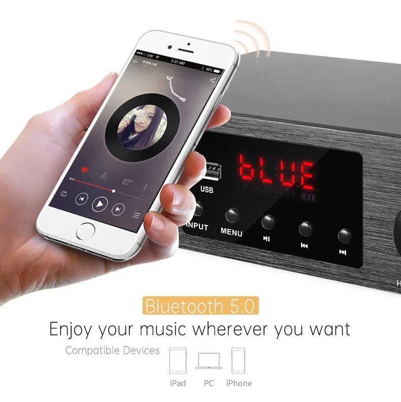 AV-260 Профессиональный Hi-Fi стерео мини 2-канальный приемник и усилитель высокой мощности BT 5 0 Класс D интегрированный аудио набор для дома