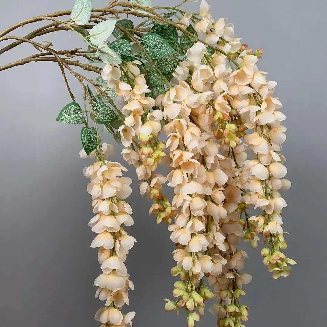 DKB High Quality Artificial Silk Fabric Cassia Fistula 1m Ceiling Flowers Indoor Outdoor Decoration
