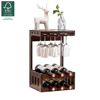 Free sample home decoration storage solid wood wine rack on the desk or wall