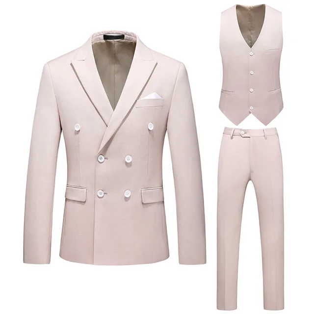 Main promotion for men's hollowed out oversized suit three piece set with double breasted business and leisure suit