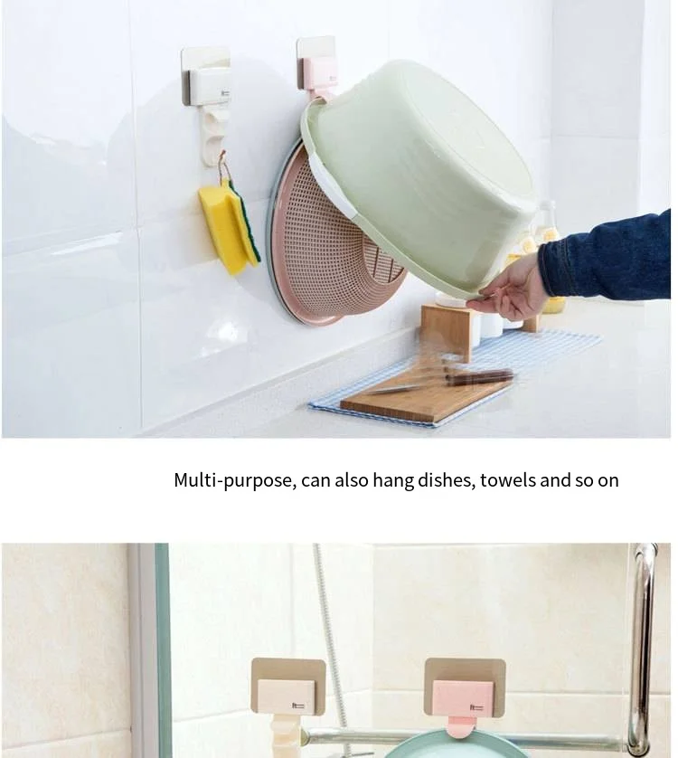 Strong washbasin novelty hooks Kitchen bathroom storage rack wall traceless adhesive nail free novelty hooks Creative adhesive novelty hooks factory