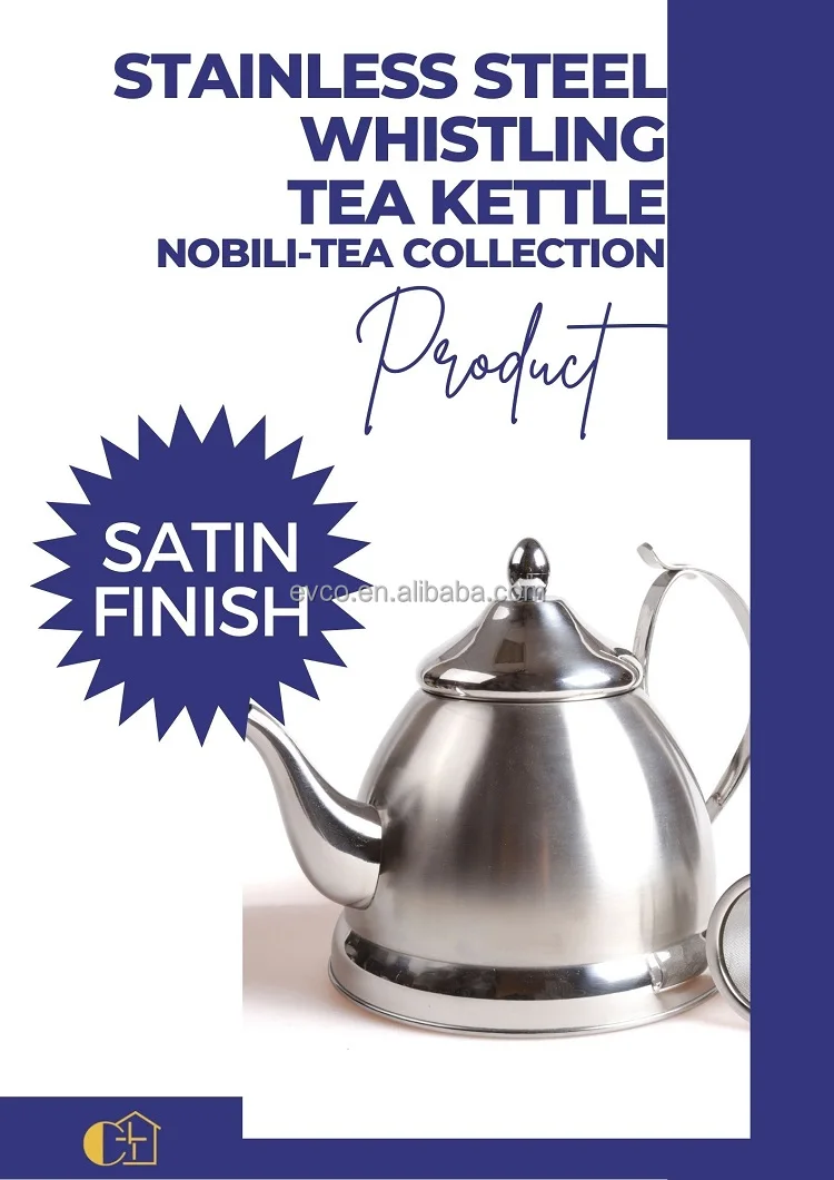 Nobili-Tea 1.0 Quart Stainless Steel Tea Kettle with Removable Infuser  Basket and Aluminum Capsulated Bottom