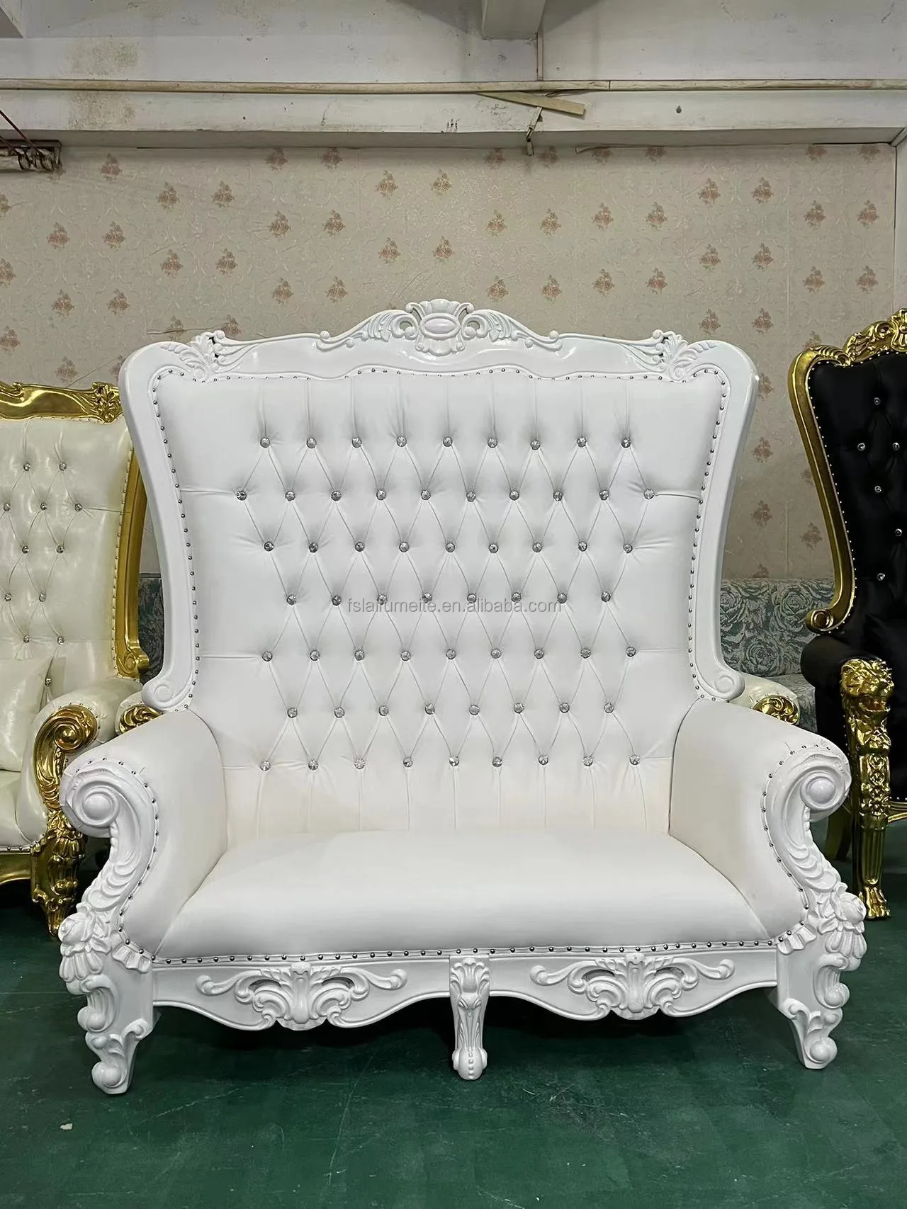 Luxury Princess Prince King Queen Loveseat Throne Chair White And Gold
