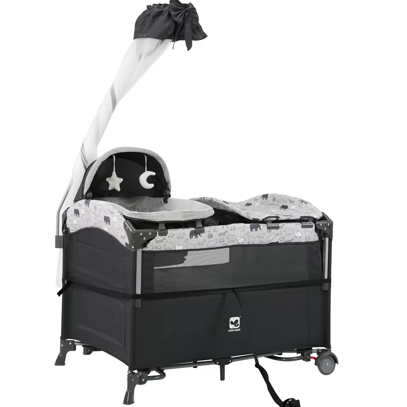 P961XL02 Cool Baby Infant Bassinet Foldable Baby Playpen With Diaper Changer