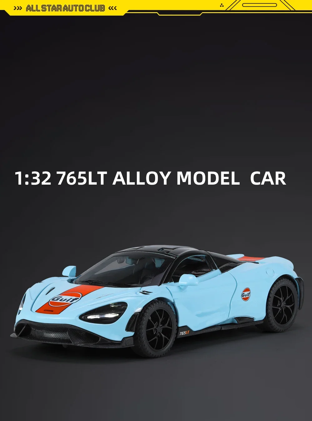 ZYX 1/32 Mclaren 765LT Supersport Car Zinc Alloy Pull Back Diecast