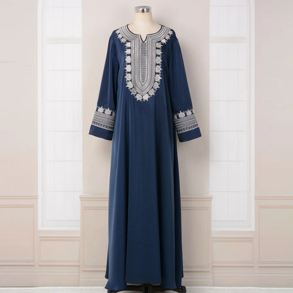 Muslim Long Dress Designed In Saudi Arabia Spandex Elastic Pleated Abaya For Women S-xxl Casual Formal Navy Blue Pink Customizable Care As Pictures