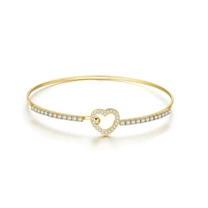 2021 Fashion Jewelry Alloy Crystal Charm Bracelet Women Heart Bangle Silver/Rose Gold Plated Anniversary Romantic Style