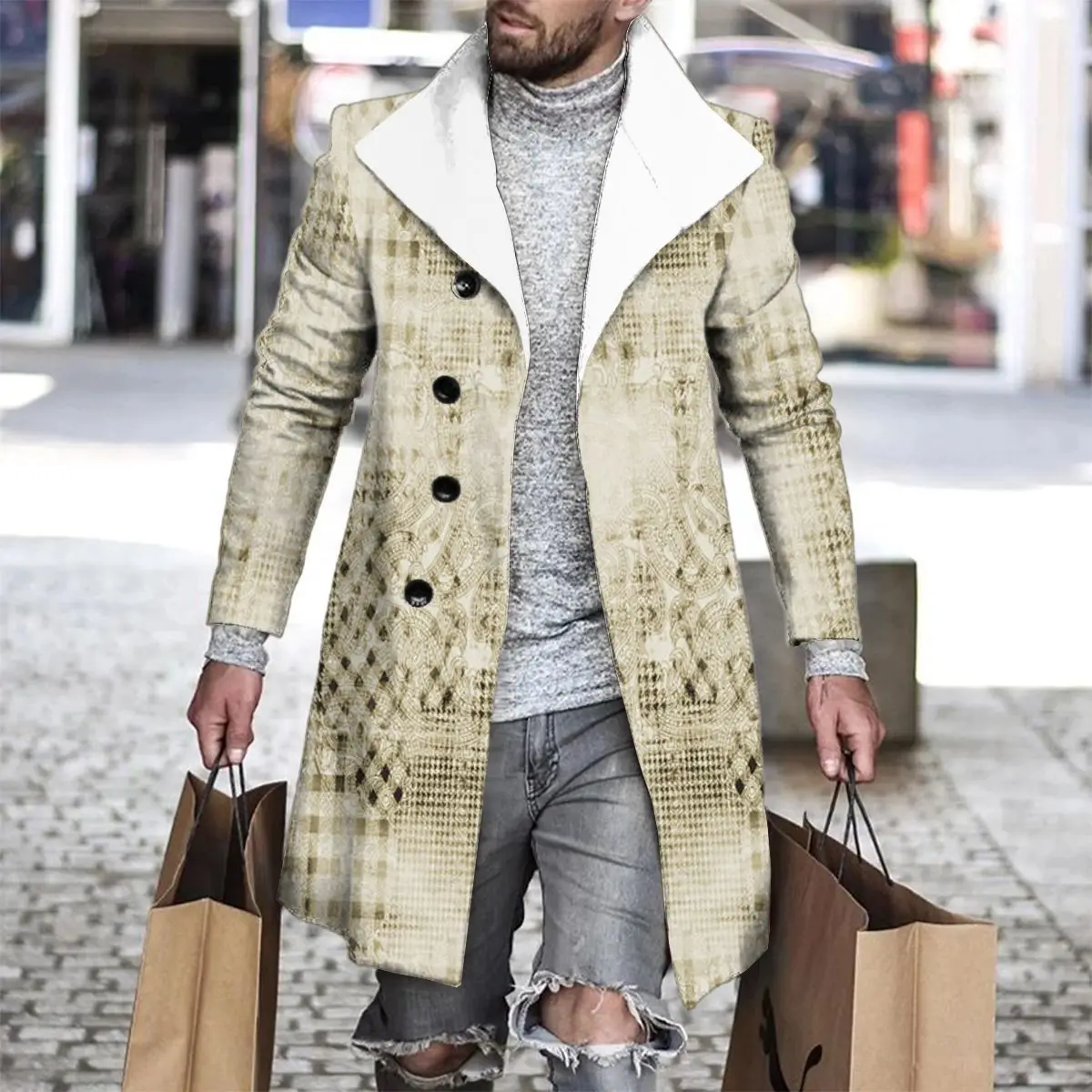 Hot Style Keep Warm Long Single Button Men's Coat For Winter Fall_voghion.com