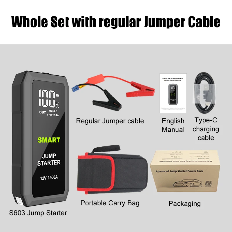 Multifunctional 12v Portable Car Jump Starter Power Bank Emergency Tool