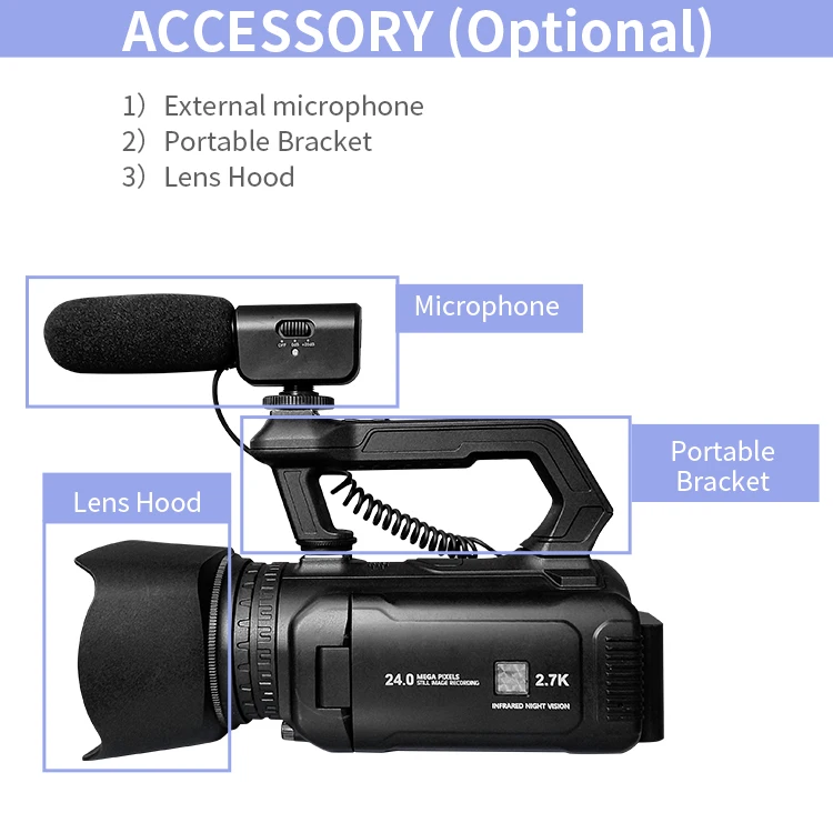 Professional Camcorder IR Function DV Camera with 16X Optical Zoom and 4X  Digital Zoom Lens for Recording Video