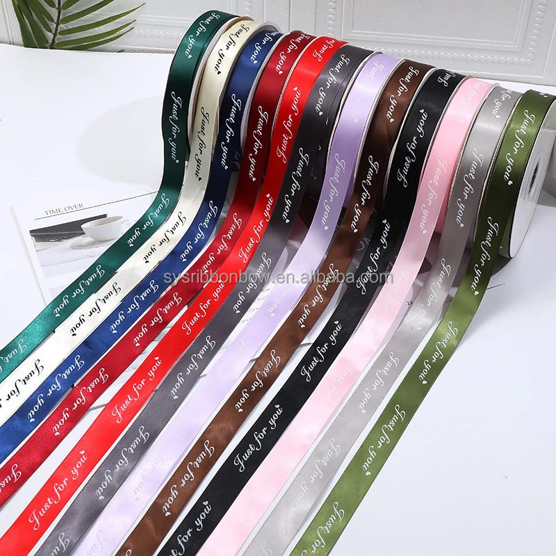 Wholesale Recyclable 25mm Single/double Faced Satin Ribbon Gift Printed