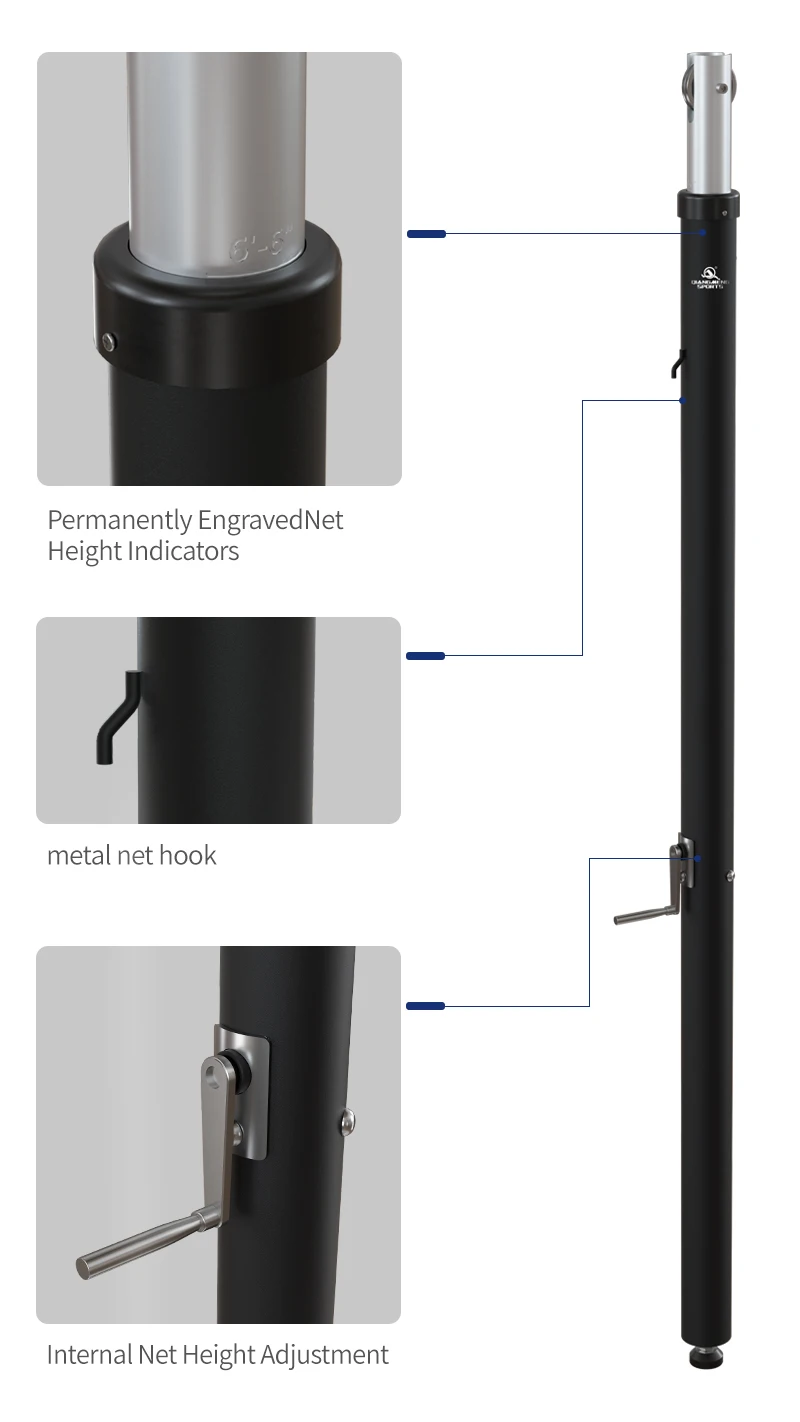 Direct Installation Inground Professional Volleyball Poles Adjustable