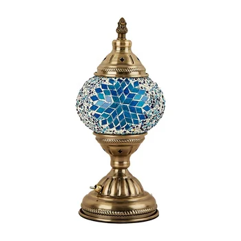 Moroccan Mediterranean Rechargeable LED Table Lamp Handmade Mosaic Bedside Light Glass Mosaic Turkish Desk Lamp