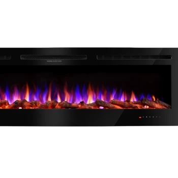 43-Inch Wall-Mounted Electric Fireplace 12 LED Flame Colors Change for Living Room Heater in Home Family Hotel Use