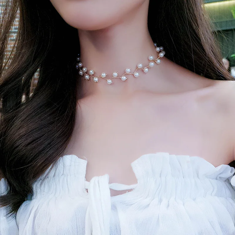 Pearl Clavicle Chain Female Neck Strap 
