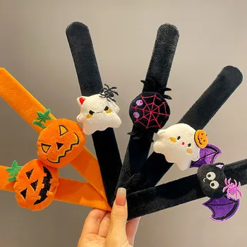 Adorable Plush Pumpkin Slap Bracelets For Halloween Decor Thanksgiving Party Favors Gifts Halloween Slap Bracelets