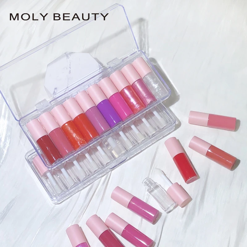 Mini Lip Gloss Set No logo Matte Glossy Lipgloss Private Label pink Cosmetics Lipgloss