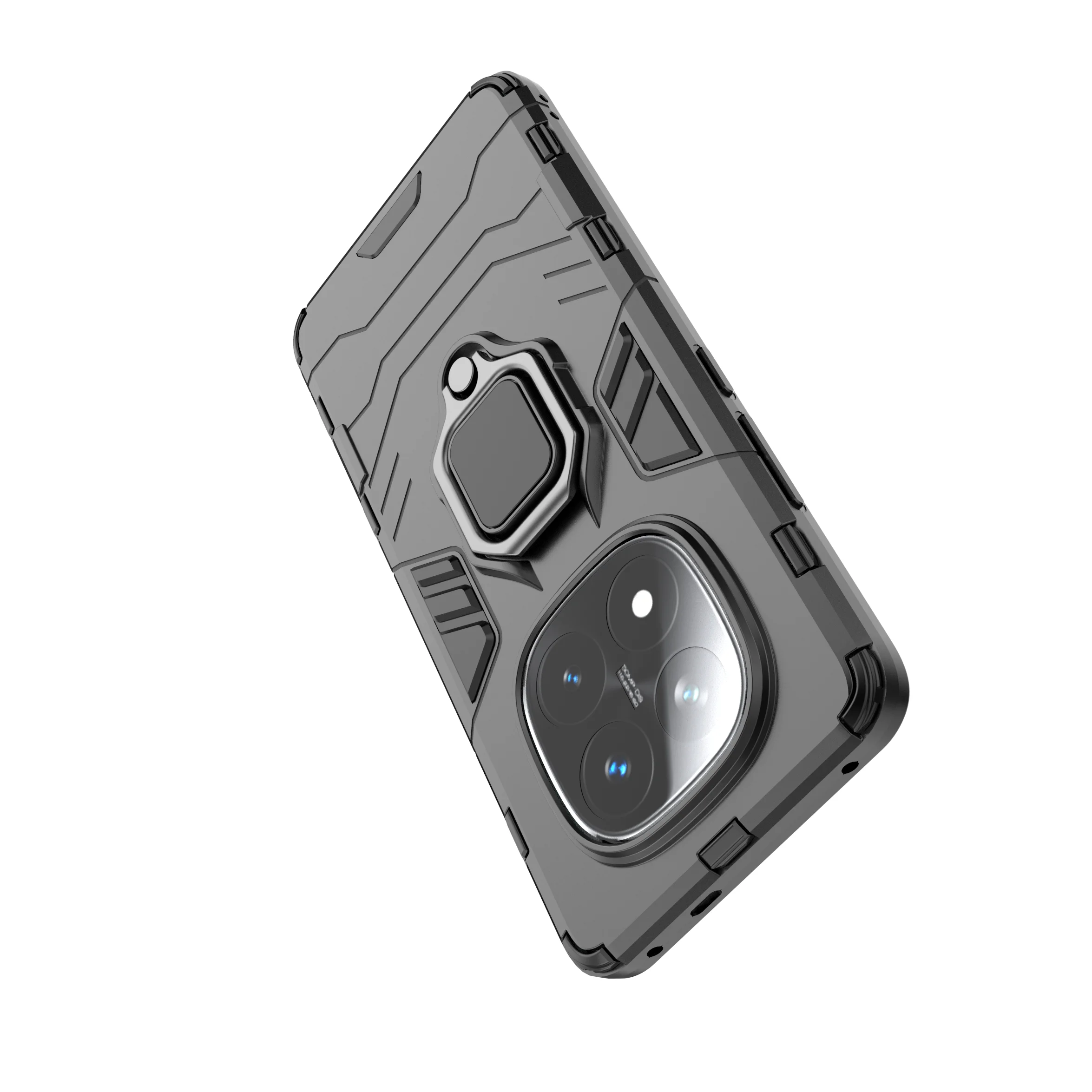 COMAKU Cover Armor per Xiaomi Redmi Note 13 Pro Plus 5G (Pro+), Custodia TPU +PC Antiurto con Anello Supporto [con 2 Pezzi Vetro Temperato Pellicola Schermo ] - Blu