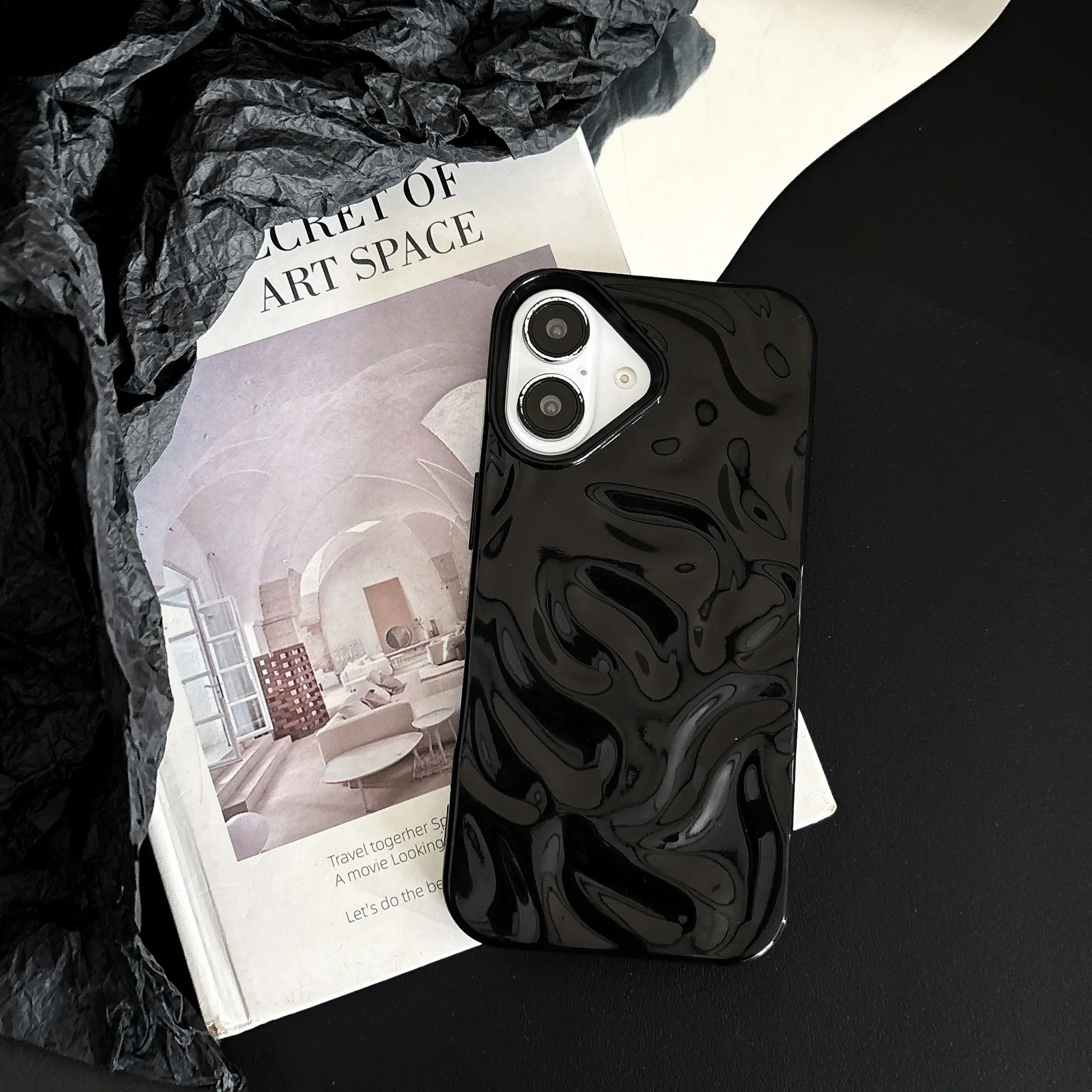 IPhone用高級3Dリンクルフォンケース16 15 14 13 11 12プロマックスパープルウォーターリップル衝撃ソフトカバー|  Alibaba.com