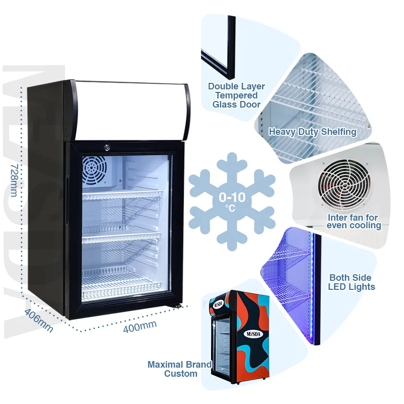 Meisda SC40B 40L Compressor-Equipped Mini Fridge Bar Restaurant Beverage Chiller Display Cooler for Supermarket Use